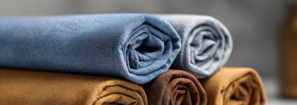 Illustration of linen material with text overlay: 'Does Linen Stretch? Complete Fabric Guide