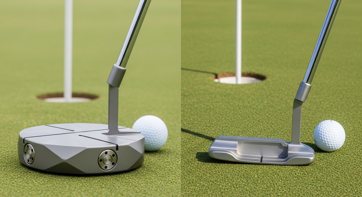 Golf putter design differences between blade and mallet styles