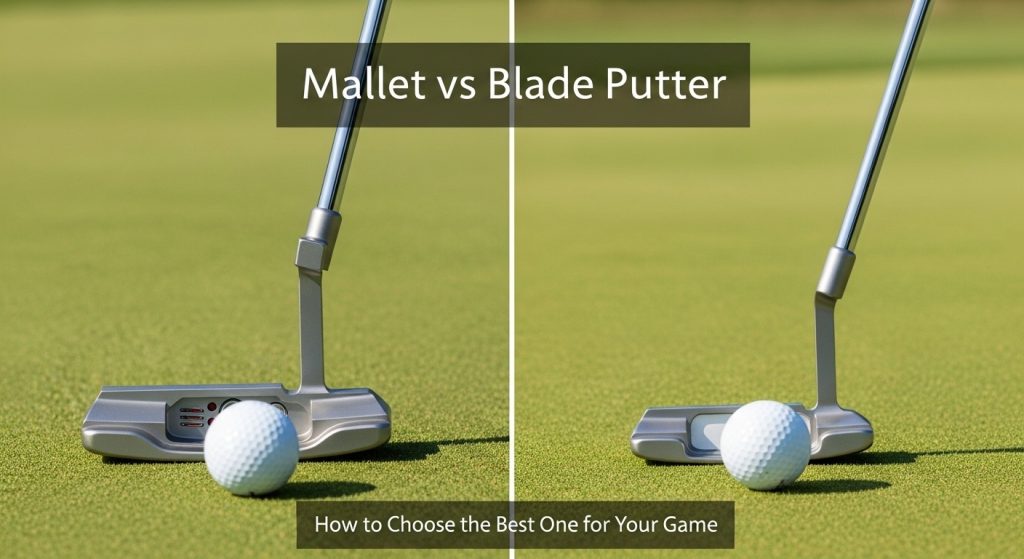 Mallet vs blade putter comparison showing golf putter head designs