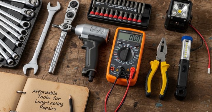 Affordable chrome vanadium car repair tools arranged in mechanic toolbox