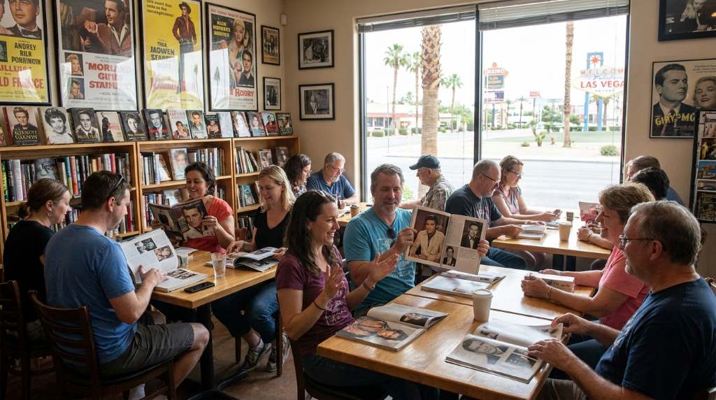 Las Vegas pop culture fans reading celebrity backstage stories