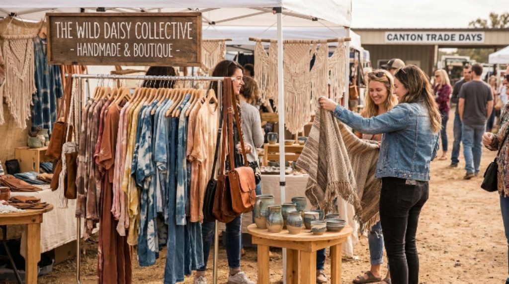 Boutique fashion and handmade goods at Canton Trade Days flea market